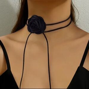 3D Black rose choker